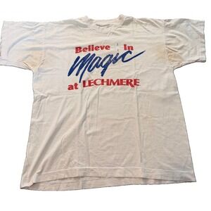 VTG Lechmere Believe In Magic Promo T Shirt White Graphic Single Stitch USA Sz L